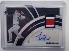 2022 Panini Immaculate Zach Plesac Autograph Patch Card 09/10 Auto