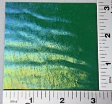 0145.31 OPALESCENT IRIDIZED JADE GREEN 3" x 3" SQUARE BULLSEYE 3mm GLASS 90 COE