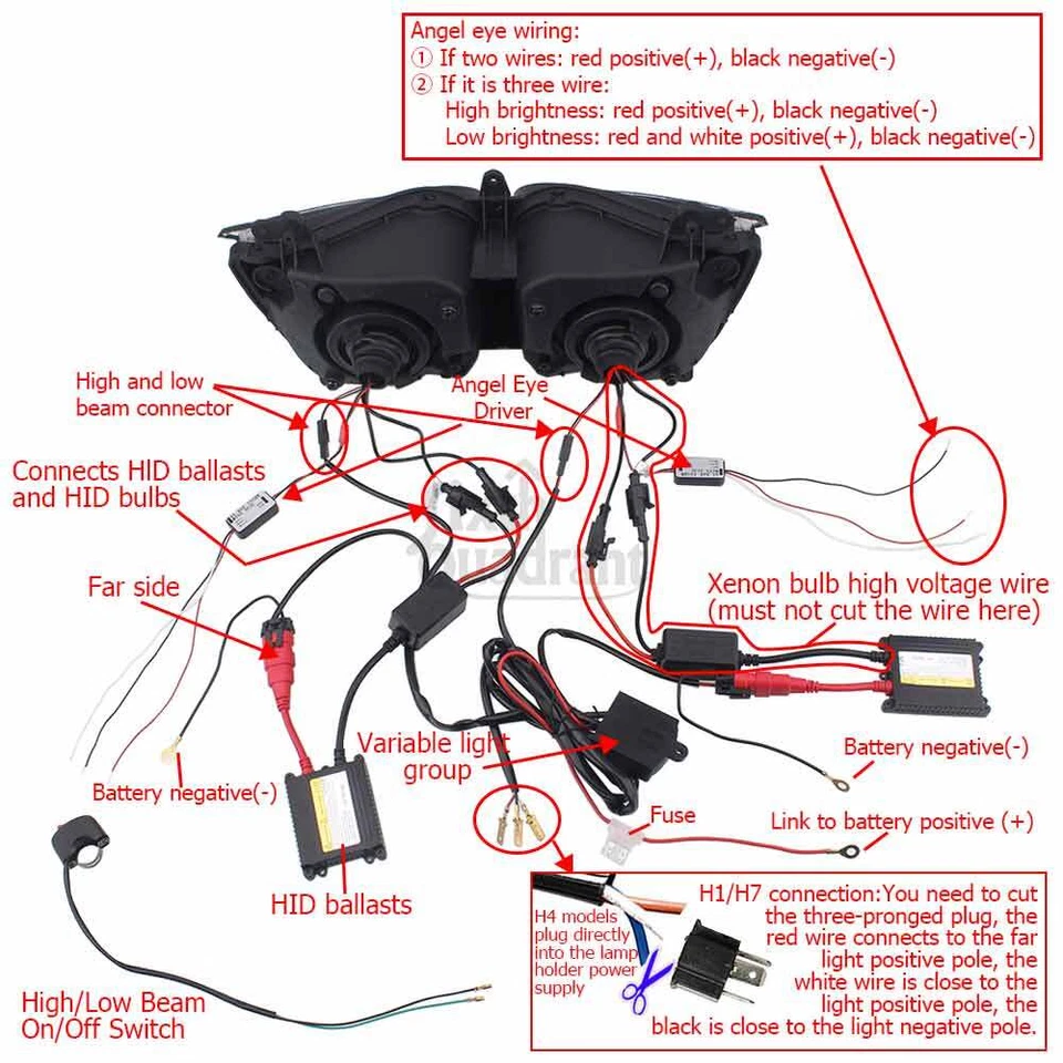 Blue Angel Eyes Hi/Lo BeamAssembled Headlight For YAMAHA FZ1 FZ-1S Fazer 06-15 - Image 3 of 4