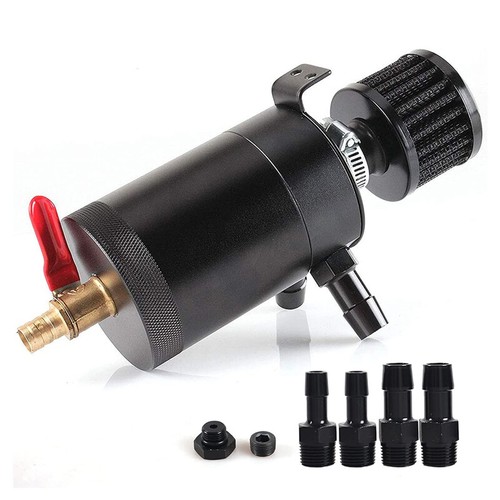 Oil Catch Can Kit Reservoir Tank Engine Black Polish Baffled