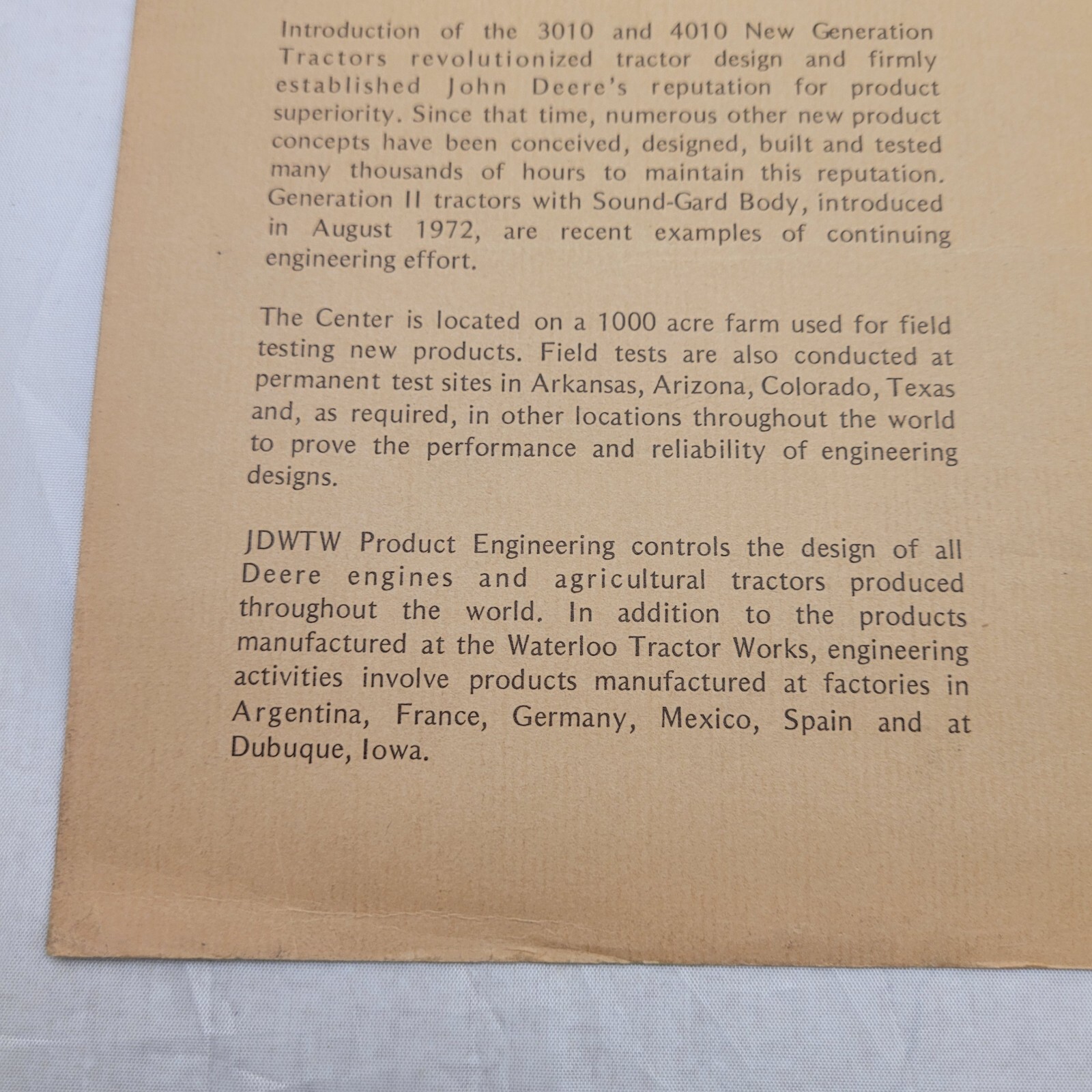 John Deere Tractor Works Waterloo PRODUCT ENGINEERING Open House 1973 PEC Center