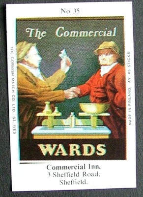 Matchbox Label Wards Pub Commercial Inn 3 Sheffield Road Sheffield No 35 ME180