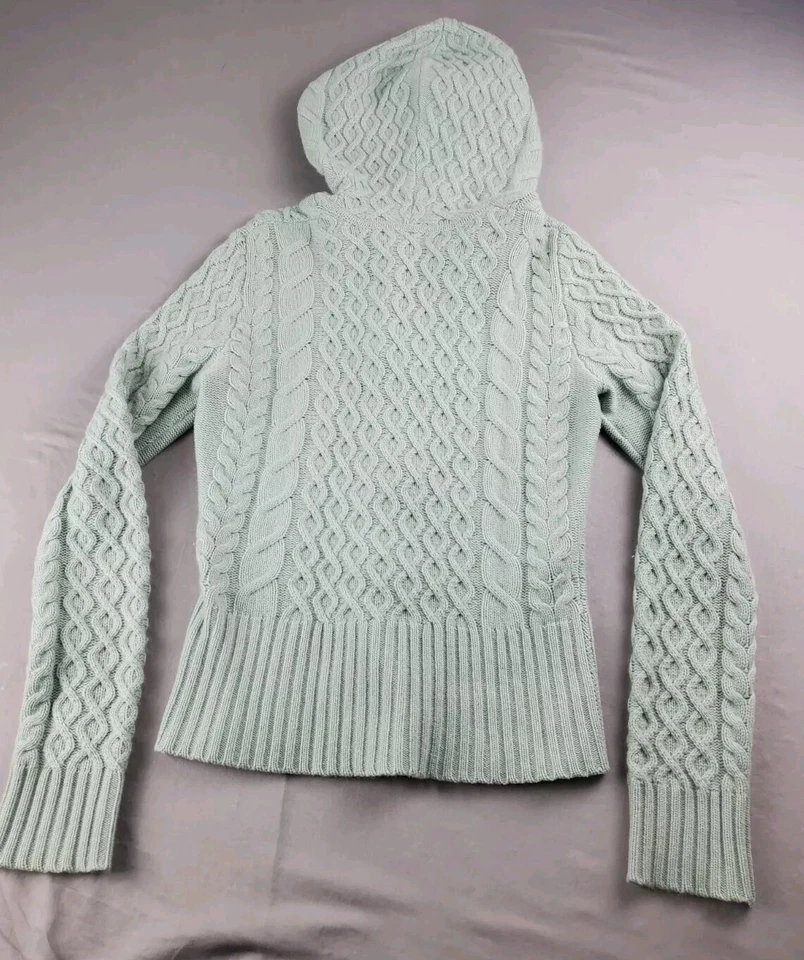 Christopher Fischer Suéter Mujer M Verde Cachemira Capucha Cárdigan Palanca Foto 3 de 4