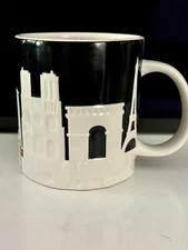 Starbucks 3D Relief Paris Collector Mug Cup/ Red Metro sign Eiffel Tower Skyline