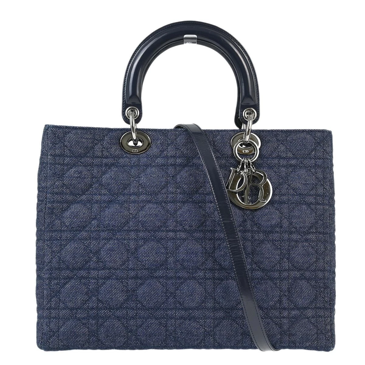 Sac à main Christian Dior bleu marine denim Lady Dior Cannage 2 voies MA 1909 133432