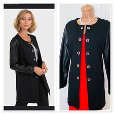 Joseph Ribkoff Black Long Jacket With Eyelet Details Uk Size 12