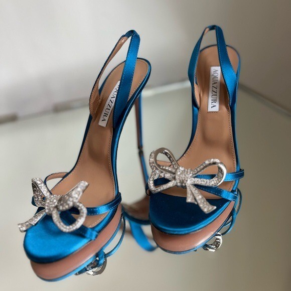 New AQUAZZURA Babe 105 Bow-embellished Sandals In Satin In