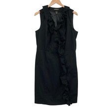 Lane Bryant Black Ruffle Front Sleeveless Sheath Dress Size 16 Plus Cotton Blend
