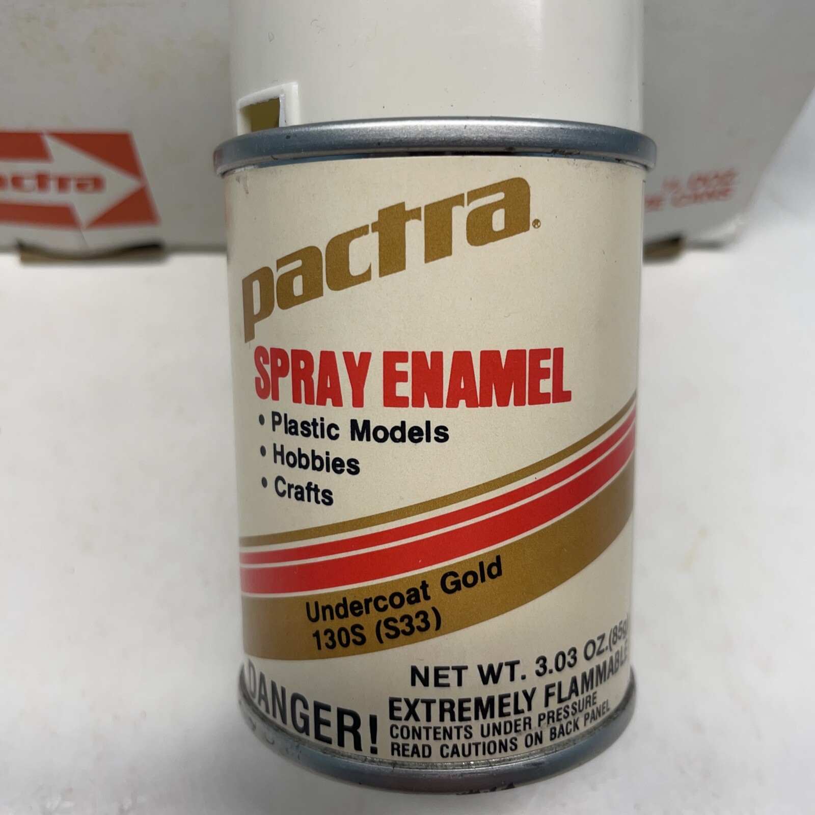 (6) NOS VINTAGE PACTRA UNDERCOAT GOLD SPRAY ENAMEL CAN PAINT PAPER