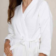 Ladies Dressing Gown 100%Cotton Soft Waffle Pattern Thick Soft Unisex Bathrobe