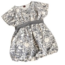 Tea Collection bubble hem cotton dress Girl's size 6  gray white floral print