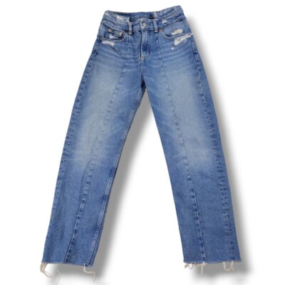 Pull & Bear Jeans Size 4 W24''L25.5'' Mom Jeans Straight Leg Jeans Distressed Blue