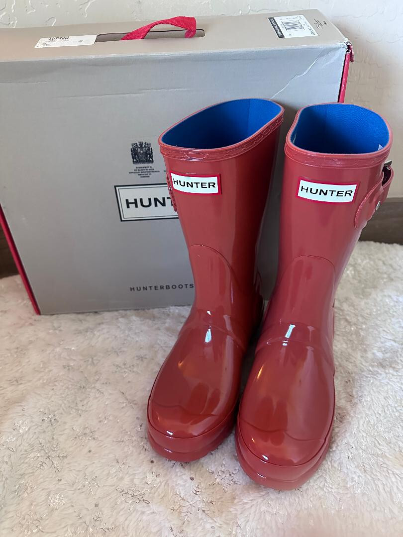 Hunter Original Short Waterproof Rain Boot Gloss Siren Womens Size
