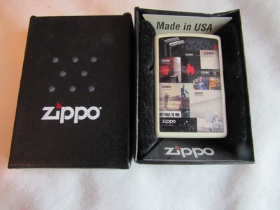 NOS Zippo Cigarette Lighter White Gloss Case Catalog Covers Dated E 18