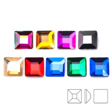 Flat Top Square Mix Colors Non Hotfix Flat Back Nail art Glass Beads Shiny Gem