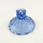 Fenton Glass Candle Holder Water Lily - Provincial Blue - Mid Century Modern