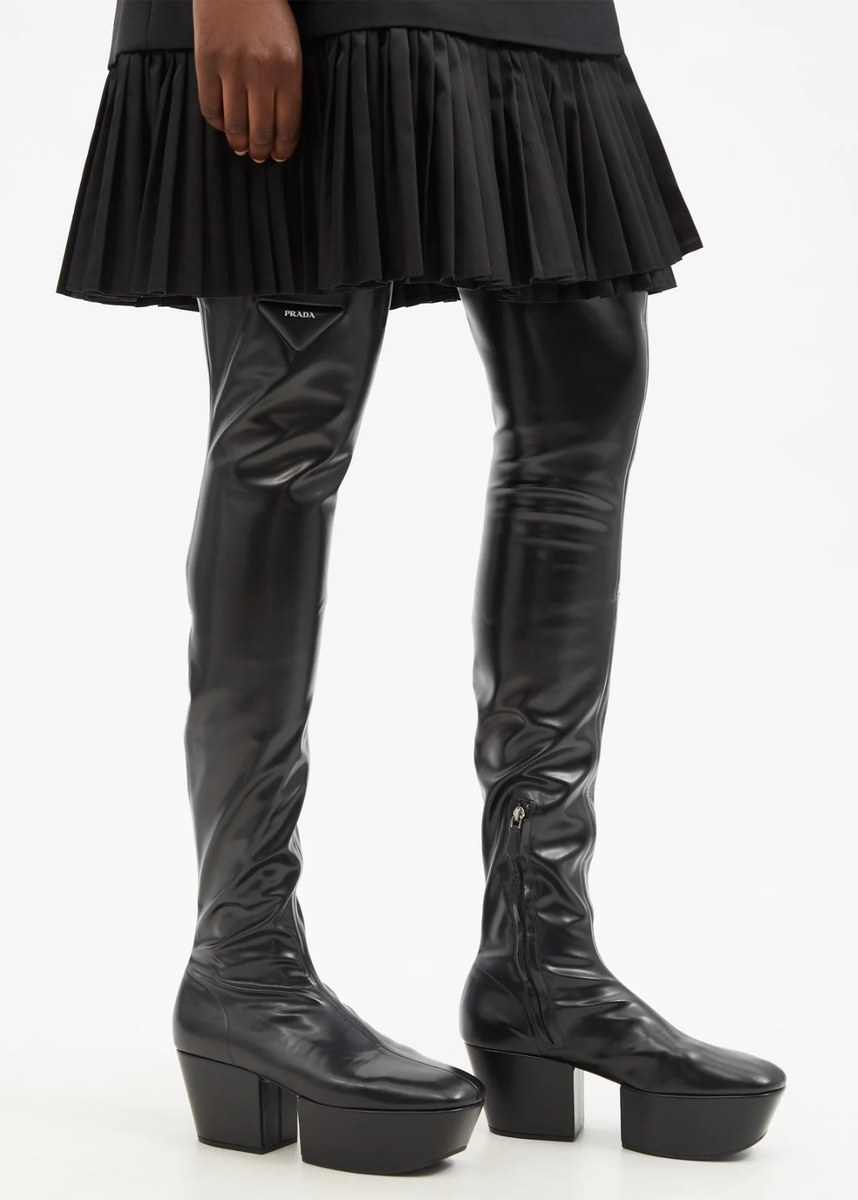 Prada Boots Over-the-Knee Platform Overknee Gothic Shoes 39