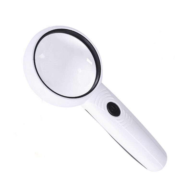 5X/12X Hand-Held Zoomer Magnifier Magnifying Glass with 2LED 1UV Lights Loupe