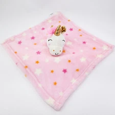 Luvable Friends UNICORN Lovey Plush Pink with Stars Security Blanket Baby