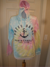 Girls Multi-color pull-over hoodie M dreamsicle "Outer Banks NC" logo SU70B 