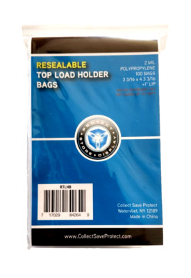 100 CSP Top LOAD Holder BAGS Top Loaders Perfect FIT Single Toploaders 55pt-59pt