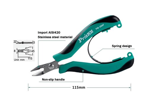 Forceps Diagonal Pliers Pro'sKit PM-396F Electrical Beading Cable Wire Cutter - Picture 2 of 7