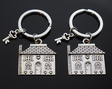 2pc Key Set House Warming Four Square Romantic Hearts Keys Love KeyChain Gift