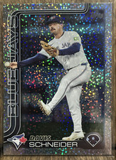 2025 Topps Series 1 Celebration Davis Schneider #342 Confetti Foil Blue Jays