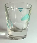 1 VTG Federal Glass Atomic Boomerang Amoeba Turquoise & Gold Shot Glass 50’s MCM