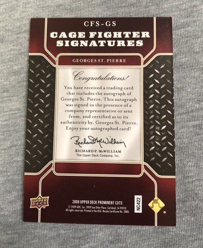 2009 Upper Deck Prominent Cuts #CFS-GS Georges St. Pierre Auto !!! - Picture 2 of 2