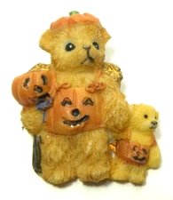 Vintage Cherished Teddies Pumpkin Pals Brooch Pin Halloween Teddy Bear Costume