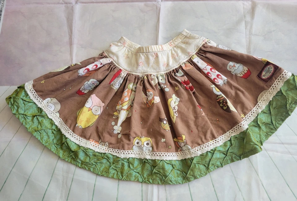 Falda de Otoño Persnickety Niñas Talla 6 Búhos Multi Tela Hecha en EE. UU. Foto 4 de 4