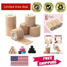Versatile Self-Adhesive Bandage Wrap - 6 Rolls, 2" x 5 Yards, Ideal for Injuries