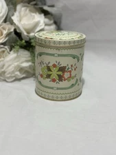 Vintage Tin Box Company Container Daher  Retro Flowers in Basket Design