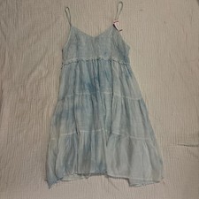 Altar'd State Blue Tie-Dye Smocked Tiered Mini Dress