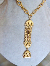 VICTORIAN YELLOW GOLD FILLED ART NOUVEAU WATH FOB NECKLACE 22"