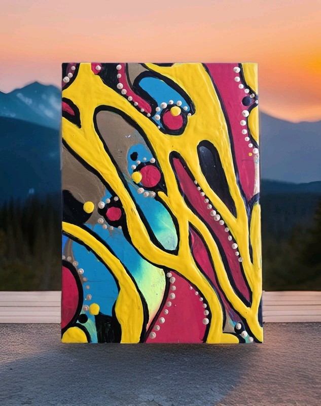 ACEO Original Abstract Acrylic Painting, 2.5 x 3.5 in.