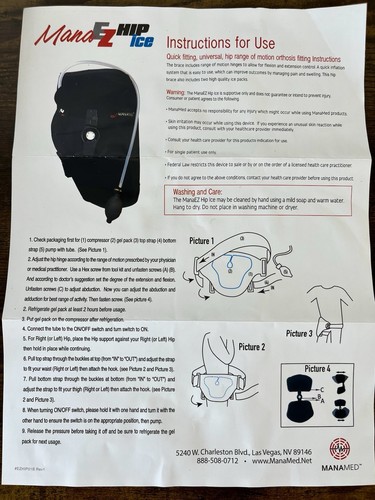 Mana Ez Hip Ice Range Of Motion Orthosis Therapy Compression Swelling Control - Picture 6 of 6