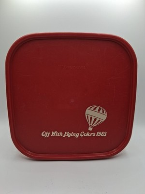 Tupperware Storage Container #1623-1 1619-1  Flying Colors 1983  With Red Lid 5c
