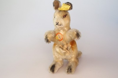 vintage Steiff  - Känguru - Kango  - Höhe ca.  14cm - mit Baby