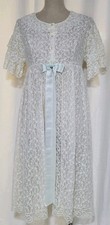 Vintage 50s Lace  Chiffon Peignoir Robe Ruffle Sleeves Coquette Rockabilly M
