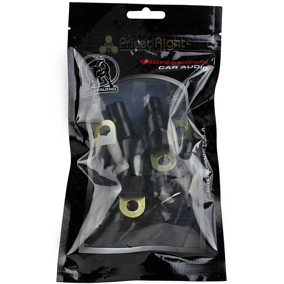 Bullz Audio Ring Terminals 1/0 Gauge 5/16" Hole Gold Plated Black 10 Pack BRT0B - Image 4 of 4