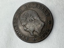 1855 B Cinq 5 Centimes France Bronze Coin Napoleon III French Empire