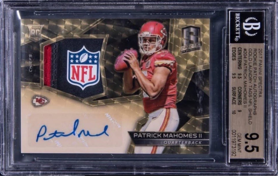 Mahomes auto NFL カード 2017 Patrick Mahomes II Rookie Patch Auto Gold Vinyl NFL