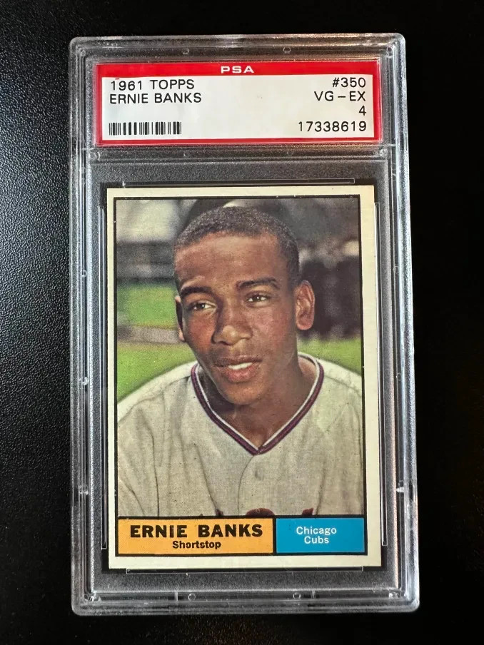 1961 TOPPS ERNIE BANKS HALL OF FAME #350 PSA 4 VG-EX