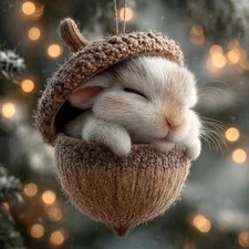 6pcs 2D Forest Animal Acorn Ornaments Christmas Trees Hanging Decorations Gift