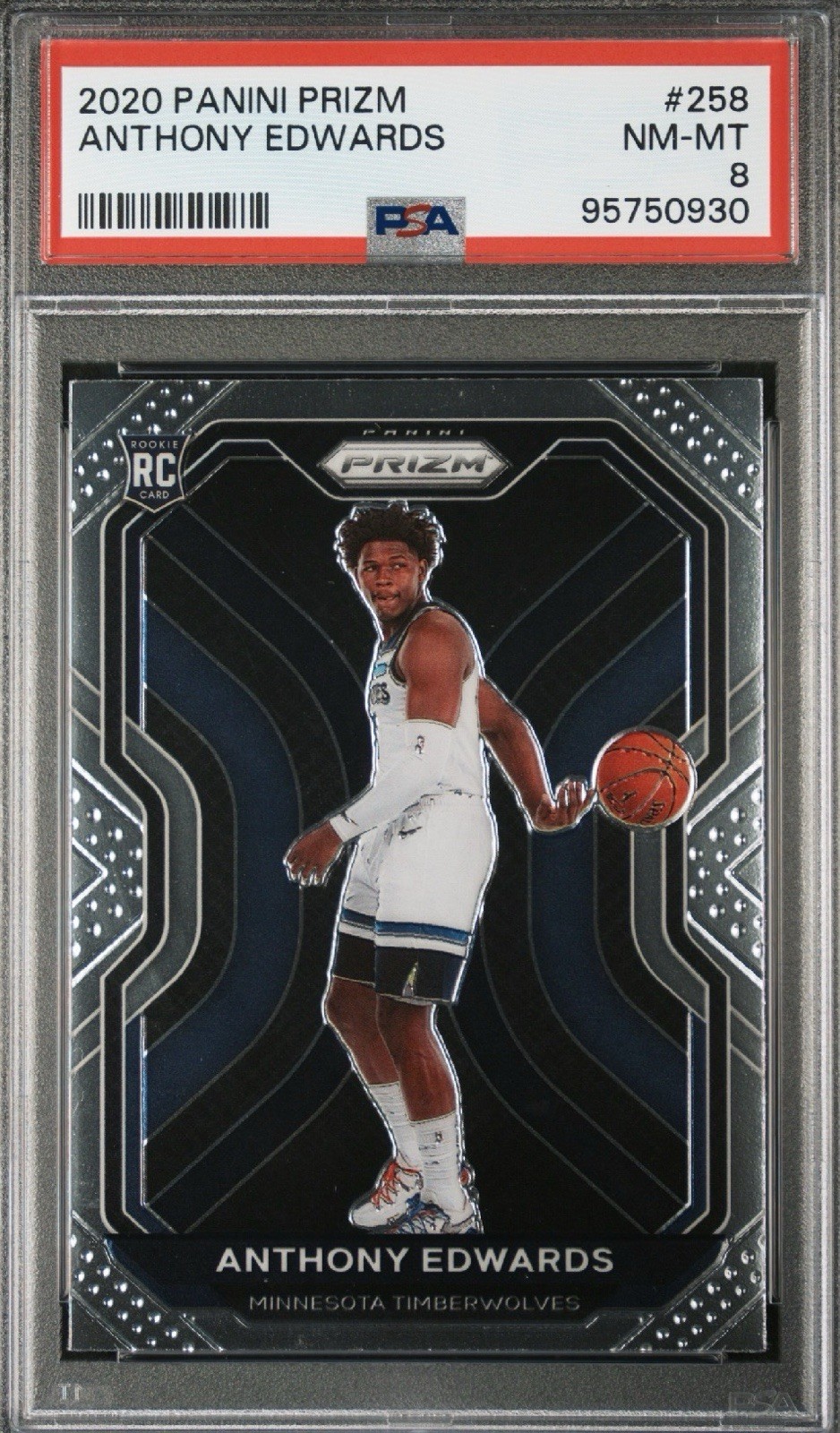 2020 Panini PRIZM #258 Anthony Edwards Rookie RC PSA 8 Timberwolves 🔥FREE SHIP view 1