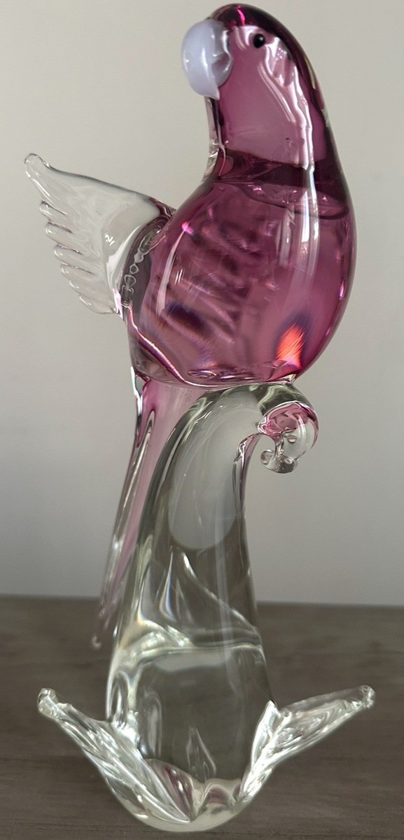 Murano Formia Glass Pink Parakeet Exotic Birds Of The World