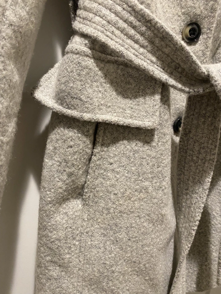 London туман длинная шерстяная смесь Тренч женщин Sz M серый подпоясанный город дизайнер - Изображение 3 из 4