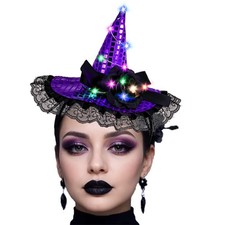 Sinalty Light up Halloween Witch Hat Headband Magic Party Standard, Purple